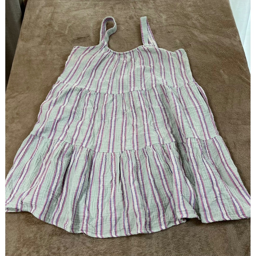 Marine Layer Leila Double Cloth Cotton Mini Dress Women Size L Striped Boho EUC